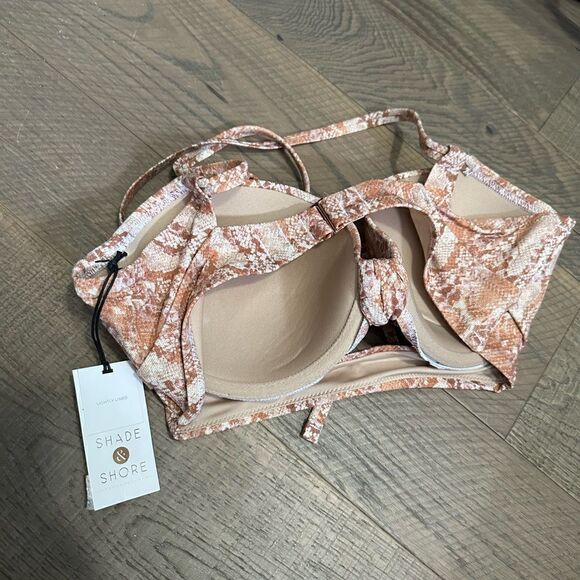 Shade & Shore Lurex Snake Print Women's LightlyLined KnoFront Bikini Top 34D NWT - Picture 9 of 13